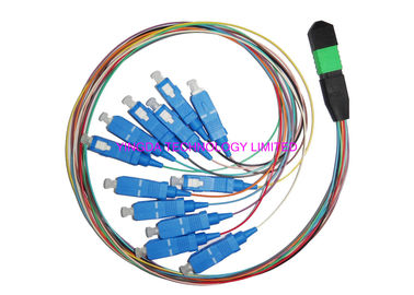 SC Hydra 12 Strand Fiber Cable Assembly / MTP MPO Patch Cord For FTTX