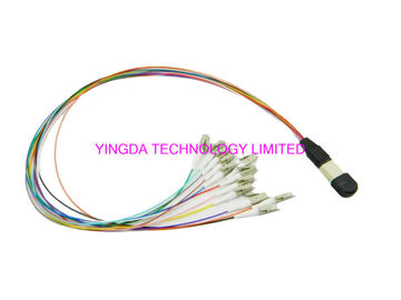 High Density MTP MPO cable  - LC 12 Core Hydra Cable Assemblies Male Connectors With Guide Pins