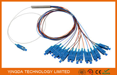  0.9mm Steel Tube Fiber Optic PLC Splitter 1X16 G657A1 1.5m 0.9mm With SC UPC Connector