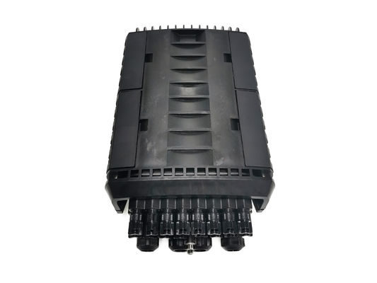 IP68 16Ports FTTH Drop Cable Fiber Optic Splice Closure Black PP Outdoor Splitter Joint Closure