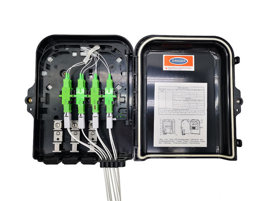 IP65 Fiber Optic Splitter Box 3In 8Out Optical Distribution Box Outdoor 1 8 Black Uncut Drop Cable Port
