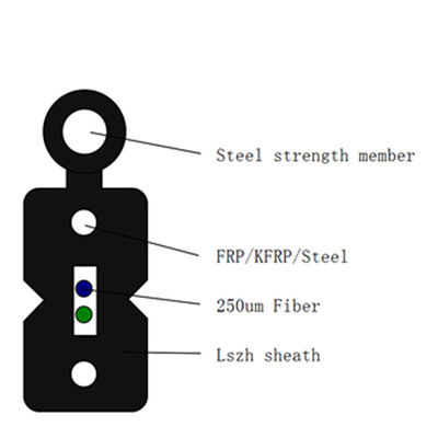 Outdoor Self Supporting FTTH Drop Cable GJXFCH FRP Steel Messenger G657A2 LSZH