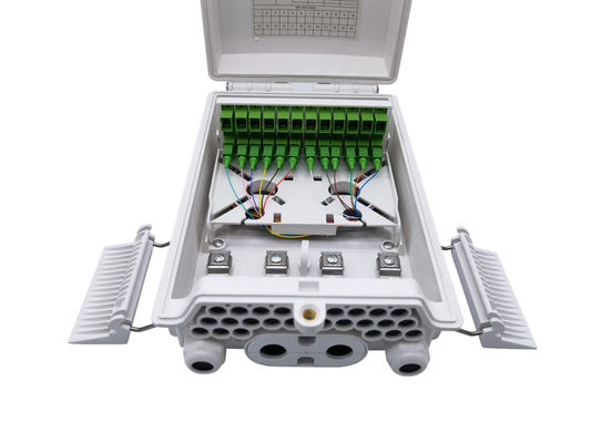 24 Ports SC Outdoor Wall or Pole Mount Fiber Optic Termination Box IP65 White for Cable Management in Outdoor Settings