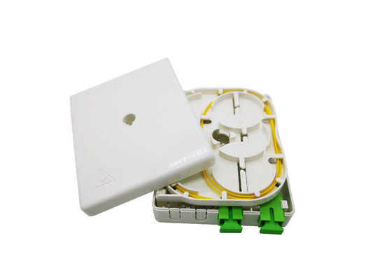 2 Ports SC LC Fiber Optic Termination Box White ABS Indoor Wall Mounted With Cassette