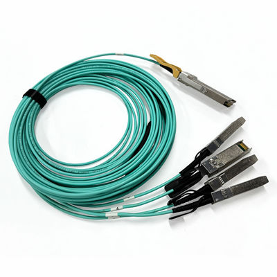 200G QSFP56 to 4 x 50G SFP56 Active Optical Cable , AOC Breakout Cable 10M For Data Center