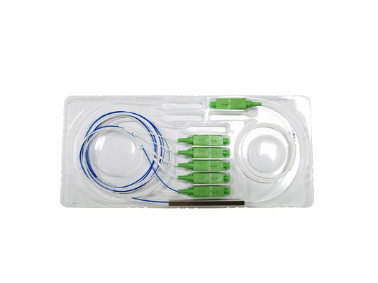 Factory Price FTTH Unbalanced 1*5 Mini Type PLC Splitter SC Connector  Fiber Optic Telecom Power for Optical Network Systems