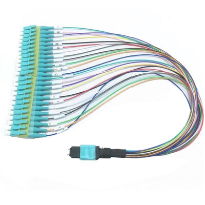 MPO Harness Cable 12 fibers fanout LC PC colored pigtails MM OM3 MM 8F 12F 24F LSZH MPO MTP Fiber Optic Patch Cord