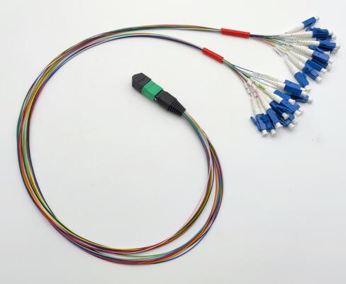 MPO Harness Cable 12 fibers fanout LC PC colored pigtails MM OM3 MM 8F 12F 24F LSZH MPO MTP Fiber Optic Patch Cord