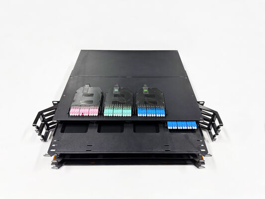 High Density 288 Fiber Cores MPO MTP Patch Panel 2U Rack Mount with Sliding Drawer for  Data Center