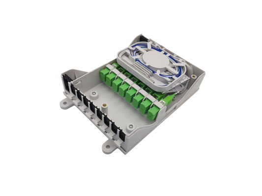 IP54 Fiber Optic Splitter Termination Box 1X8 PLC Coupler SC Auto Shutter Adaptor ABS White