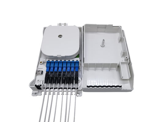 Indoor IP54 Wall Mounted White FTTH Fiber Optic Cable Termination Box Mini Compact 8 Cores SC Adapter