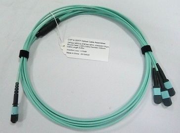 24 Fiber Optical MTP MPO  Cable Assemblies OM3 10G Aqua 25 Meter Blue