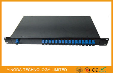 Epon PLC Fiber Optic power splitter 1x16 1260-1650nm In 19" Rack Mount 2mm Sm Cable