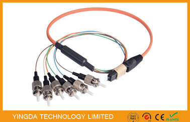 Round 8 Fiber MPO / ST Fan - Out Truck Cable Om2 , MTP Male Connector Jumper 900um