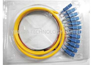 Industry 12 Core SC Fiber Optic Pigtail Breakout , FTTH SM LSZH SC Pigtail Corning Fiber G652D