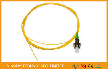 1.5M 0.9mm Yellow Fiber Optic Cable APC FC Pigtail SM Green Boot For Telecom