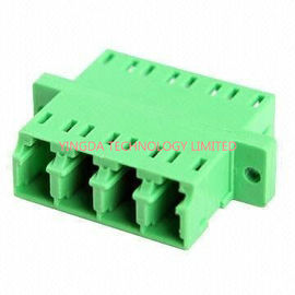 SM 9/125 um Fiber Optic Adapter LC / APC , Optical Fibre Adapter Green Quad 4 Way