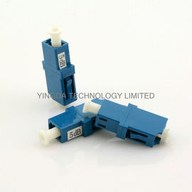 LC PC Fixed Fiber Optic Attenuator 5dB Blue White Dust Cap GR910 , IEC Standard