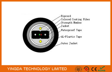 Armored Bow Type Fiber Drop Cable FTTH Black PE Jacket Outdoor Duct Cable